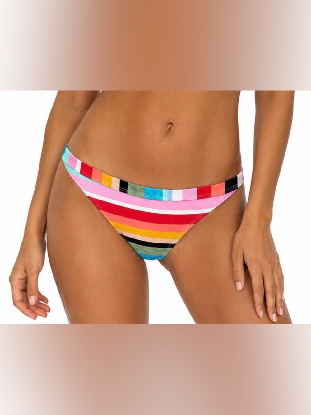 Rainbow Stripe Bikini Bottom | SIZE SMALL | Colorful Cheeky Swim Bottom 🌈